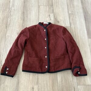 Vintage Jack Winter Blazer Suit Coat Red Size 14 Wool Blend Gold Button Pockets